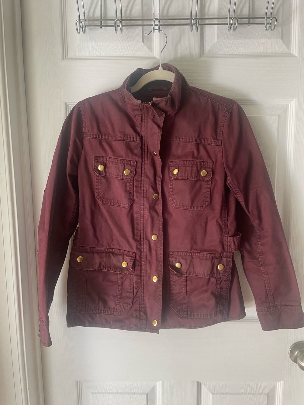 J. Crew Waxed Cotton Utility Jacket in Burgundy
